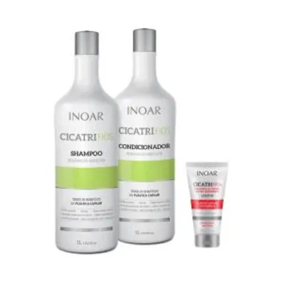 Kit Inoar Cicatrifios Shampoo + Condicionador 1000ml Grátis Leave-in Pós Química 50ml - R$40