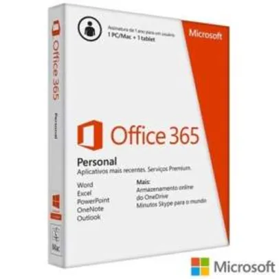 [FASTSHOP] Microsoft Office 365 Personal com 01 ano de Assinatura para PC, Mac e Dispositivo Móvel - R$39