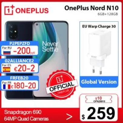 Smartphone Oneplus Nord N10 6GB 128GB - Versão Global | R$1493