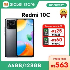 Versão Global Smartphone Xiaomi Redmi 10c Smartphone 4gb 64gb Snapdragon 680 Octa