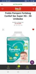 Fralda Pampers Fortebag Confort Sec Super XG - 58 Unidades por R$ 47