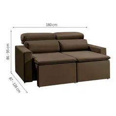 Sofá 3 Lugares Retrátil e Reclinavél Hanôver Suede Marrom 180 cm