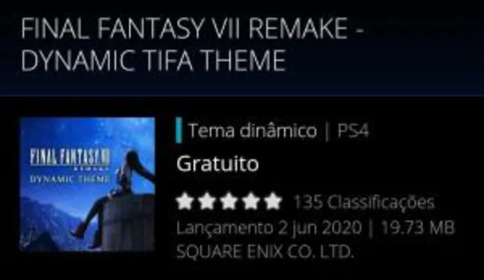 Tema dinâmico Final Fantasy VII grátis