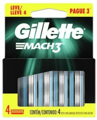 Refil Para Barbear Gillette Mach3 4 Unidades, Gillette | R$24