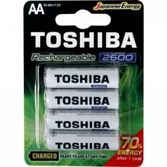 Pilha Recarregável Toshiba AA 1,2V 2600mAh TNH6GAE Cartela 4 Un