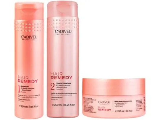 Kit Tratamento para o Cabelo Cadiveu Hair Remedy - Home Care 3 Unidades