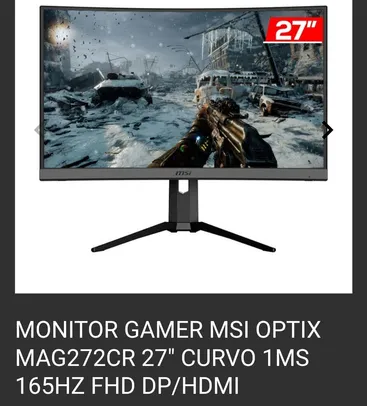 Monitor Gamer MSI Optix MAG272CR 27" Curvo 1ms 165Hz FHD DP/HDMI