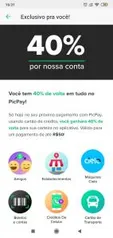 [Usuários selecionados] 40% de Cashback para pagamentos até R$50