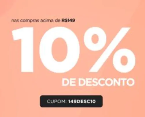 10% OFF em compras acima de R$149 nas Lojas Rede