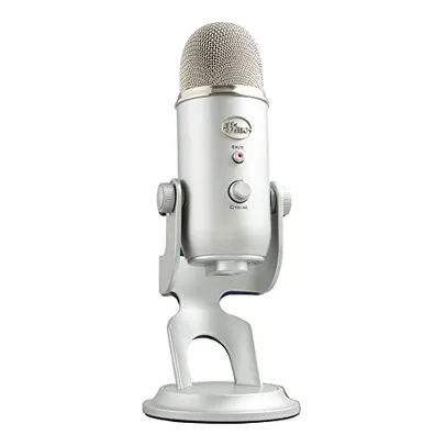 Microfone Condensador USB Logitech for Creators Blue Yeti com 4 Padrões de Captação prata