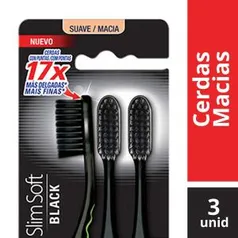 (FRETE GRÁTIS PRIME)Escova Dental Colgate Slim Soft Black 3Unid