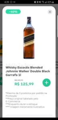 Whisky Escocês Johnny Walker Double Black - R$126
