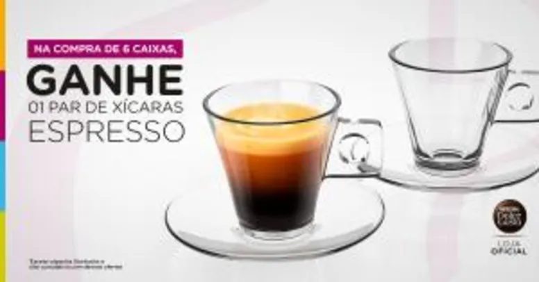 Compre 6 caixas Nescafé Dolce Gusto e ganhe 1 par de xícaras Espresso a partir de R$ 114