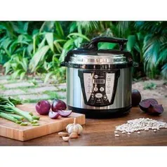 Panela de Pressão Elétrica 5L Inox + Panela Elétrica de Arroz 6 xícaras Fun Kitchen - 127V - R$261