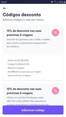 15% Off nas duas próximas viagens no Cabify