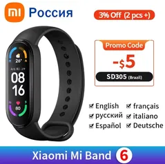 (Nova conta) Smartband Xiaomi Mi band 6 - Versão global | R$138