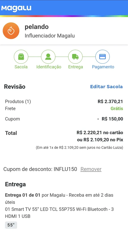 Imagem na descrição da promoção