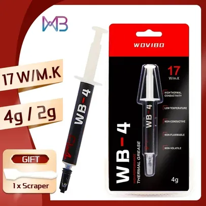 [Taxa inclusa] Pasta Térmica Wovibo WB-4 com Aplicador, 4g - Condutividade térmica 17 W/M-k