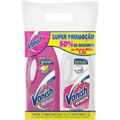 Tira Manchas Sem Cloro Vanish Multiuso 1,5L + Tira Manchas Sem Cloro Vanish White 1,5L - R$19