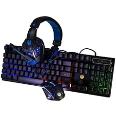 Kit Gamer Mouse 1600dpi, Headphone e Teclado Hz-9 Haiz Cor:Azul | R$201