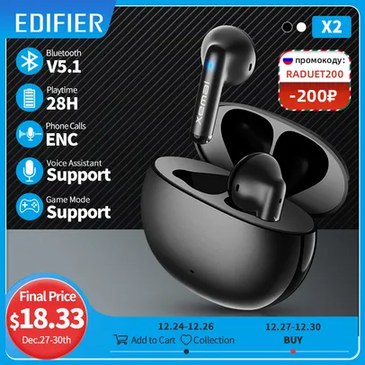 EDIFIER X2 TWS Earbuds Wireless Earphones Bluetooth 5.1 voice assistant