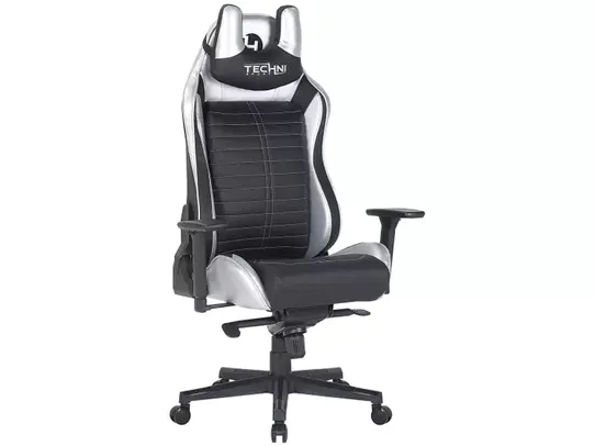 Cadeira Gamer Techni Sport Reclinável Giratória - Preta e Prata TS62