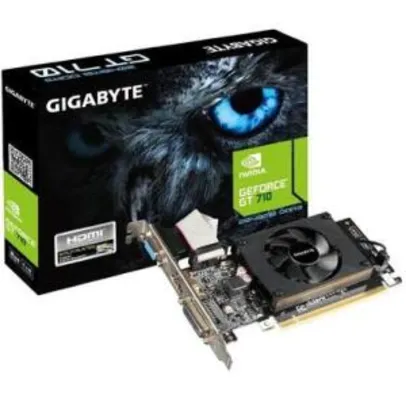 Placa de Vídeo Gigabyte NVIDIA GeForce GT 710 2G, DDR3 - GV-N710D3-2GL (Rev. 2.0) - R$240
