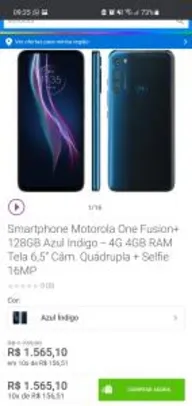Smartphone Motorola One Fusion+ 128GB | R$1.565