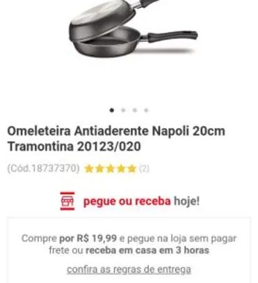 [Compre e Retire Hoje] Omeleteira Antiaderente Napoli 20cm Tramontina R$ 20