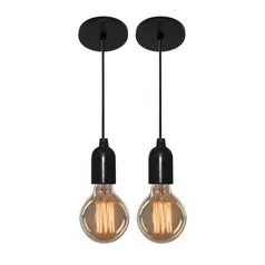 Kit 2 Pendentes Luminária Alumínio Retro 4149 Cabo 1M Suporte / Lâmpada - Decora na Net