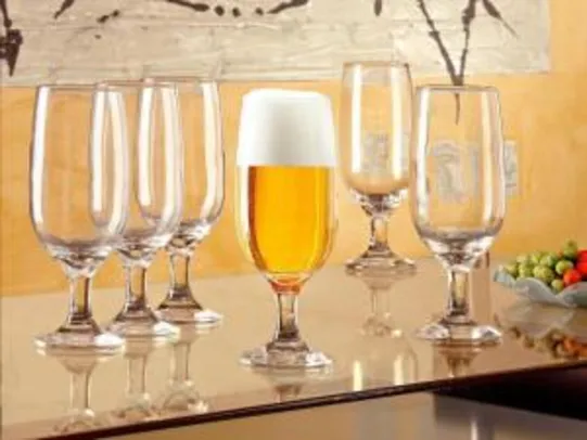 Conjunto de Taças de Vidro para Cerveja 6 Peças - 300ml Nadir Floripa 7732 - R$29,90