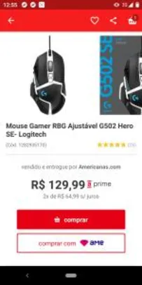 Mouse Gamer RBG Ajustável G502 Hero SE- Logitech - R$130