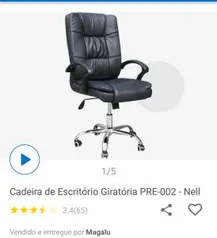 (APP Clube da Lu) Cadeira de Escritório Giratória PRE-002 - Nell