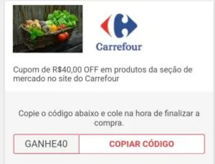 R$40 OFF em Compras acima de R$199