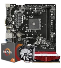 Ryzen 7 2700, ASRock A320M-HD, 8GB 2666MHZ, Cooler DeepCool Gammaxx GTE RGB | R$ 1.949