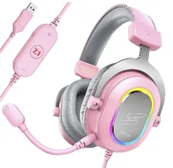 Headset Gamer Fifine SuperFrame Edition SFH6, 7.1 Surround, Drivers de 50mm, RGB, USB, Pink