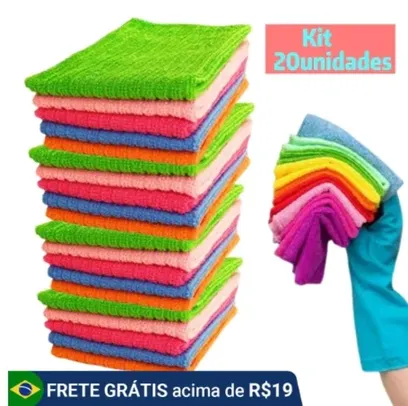 Kit 20 Panos De Limpeza Microfibra Super Absorvente Multiuso