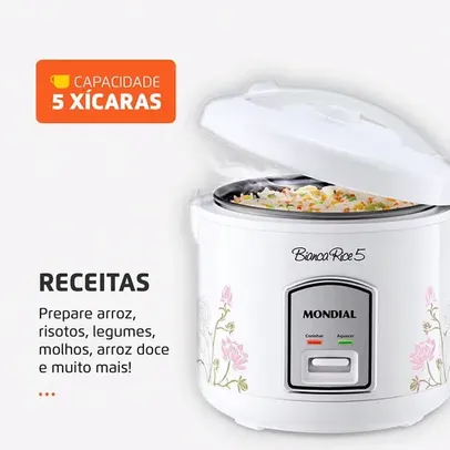 Panela Elétrica de Arroz Mondial Bianca Rice NPE-05 5 Xícaras - Branca