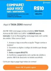 R$10 OFF no primeiro pagamento de boletos