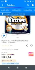 [app + c.ouro + MagaluPay] Papel Toalha Folha Tripla Kitchen Total Absorv | mín 6 | R$0,64 cada