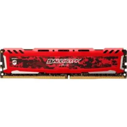 Memória Crucial Ballistix Sport LT 8GB 2400Mhz DDR4 CL16 Red - BLS8G4D240FSEK - R$319