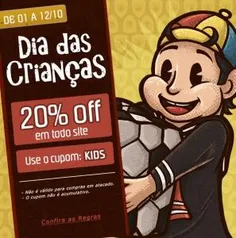 20% OFF em todo site da loja RedBug