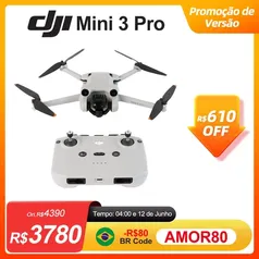 Drone DJI Mini 3 Pro, 4K Quadcopter GPS Profissional, 60fps