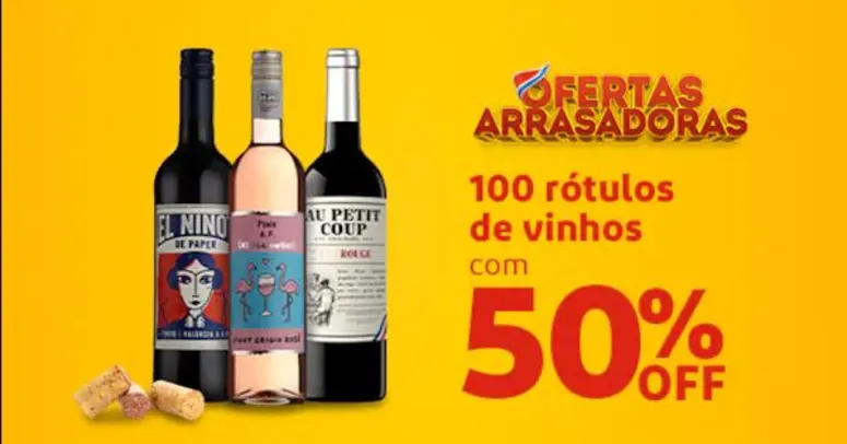 [Regiões selecionadas] 100 rótulos de vinho com 50% off