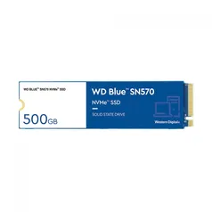 SSD WD Blue SN570 NVMe M.2, 500GB,  PCIe Gen3 x4, NVMe v1.4, Leitura 3500MBs e Gravação 2300MBs, WDS