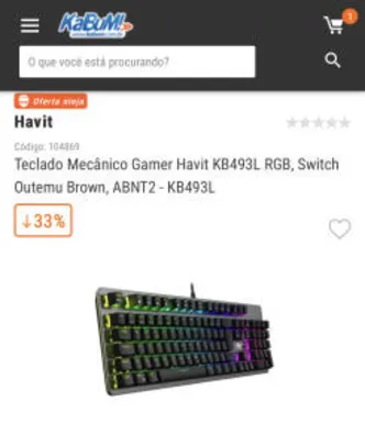 Teclado Mecânico Havit - RGB - ABNT2 - Switch Brown | R$ 300