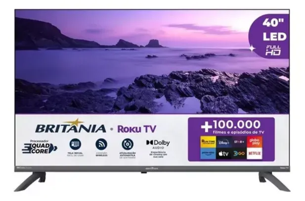 Smart Tv 40'' Britânia Btv40e3ersgb Full Hd Led Hdmi Roku Tv