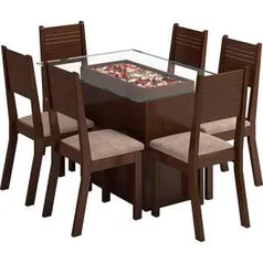 Sala de Jantar Monaco Mesa com 6 Cadeiras Choco/Canela - 549,99