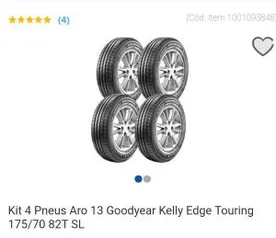 Kit 4 Pneus Aro 13 Goodyear Kelly Edge Touring 175/70 82T SL