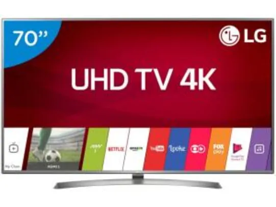 Smart TV 4K LED 70” LG 70UJ6585 Wi-Fi HDR - 4 HDMI 2 USB - R$4.750